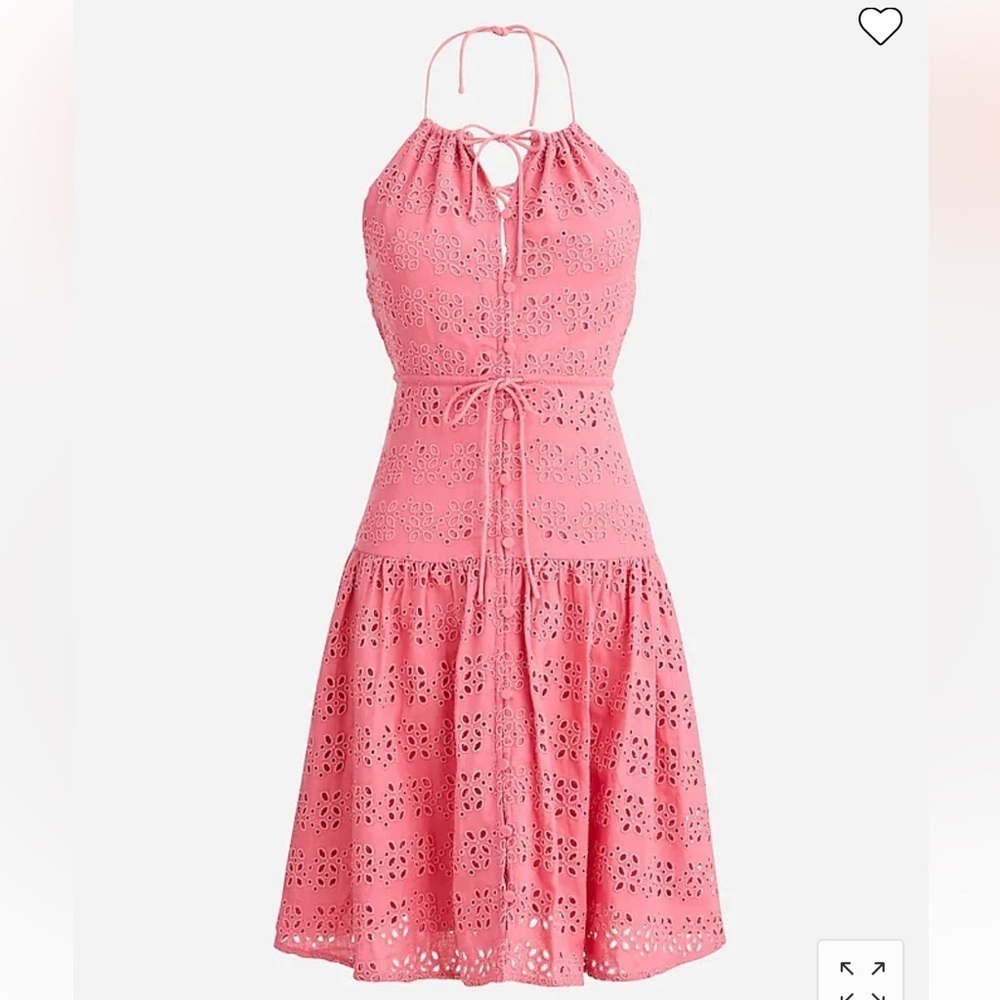 - NWT JCrew Pink Eyelet Anguilla Mini Halter Dress Size 4 - Picture 7 of 11